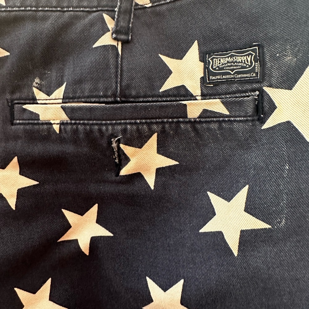 Ralph Lauren Denim and Supply , Blue shorts White Star Shorts .. Rare  Size 34